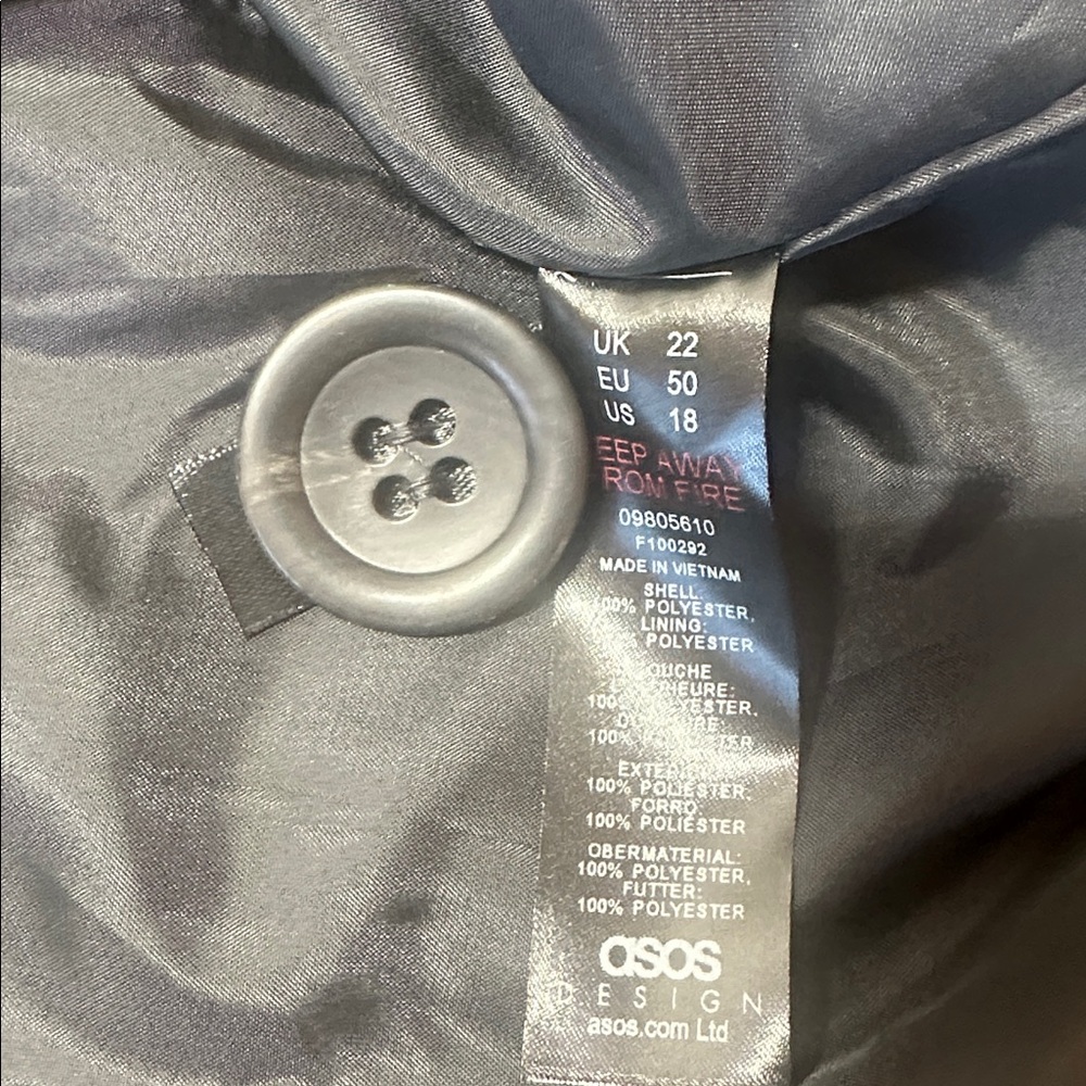 ASOS CURVE Double Breasted Coat Size 22 Black - Picture 6 of 9